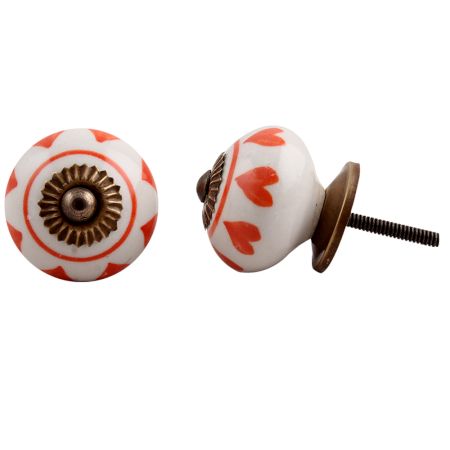 Orange Heart Painted Knob